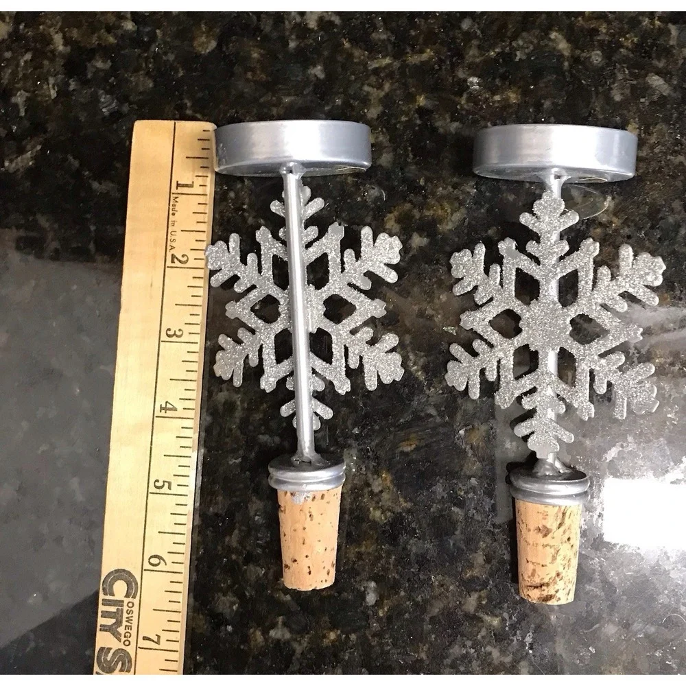 Snowflake Wine Bottle Stopper Votive Tea Light‎ Candle Holder Christmas Decor